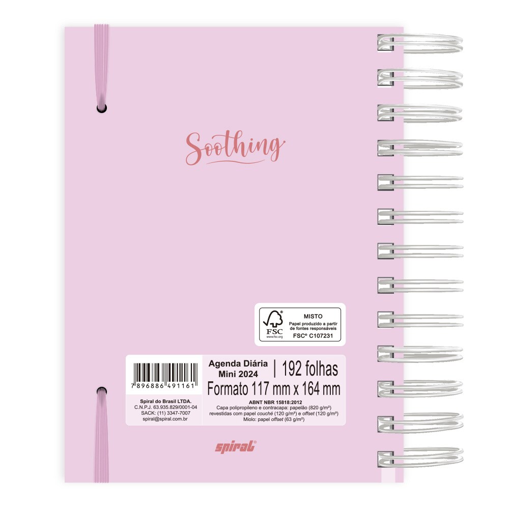 Agenda Diária Mini 2024 Soothing Rosa Spiral - PT 1 UN