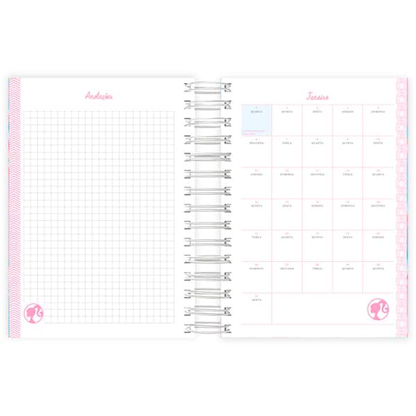 Agenda Diária 2025 Barbie, 176 folhas, 2514582, Spiral Brb - PT 1 UN