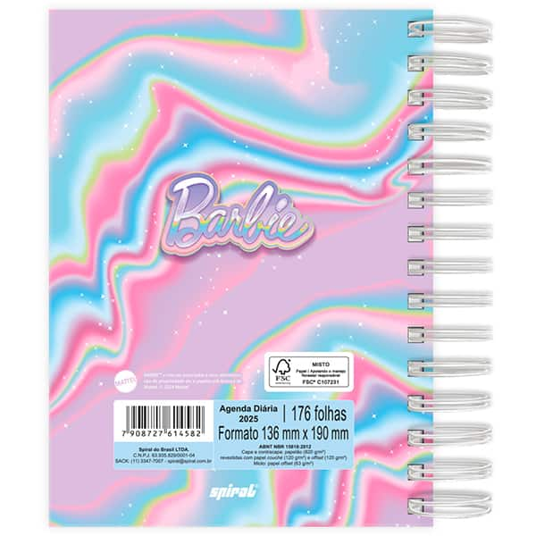 Agenda Diária 2025 Barbie, 176 folhas, 2514582, Spiral Brb - PT 1 UN