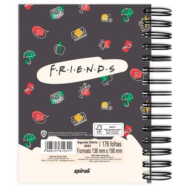 Agenda Diária 2025 Friends, 176 folhas, 2512311, Spiral Fdr - PT 1 UN