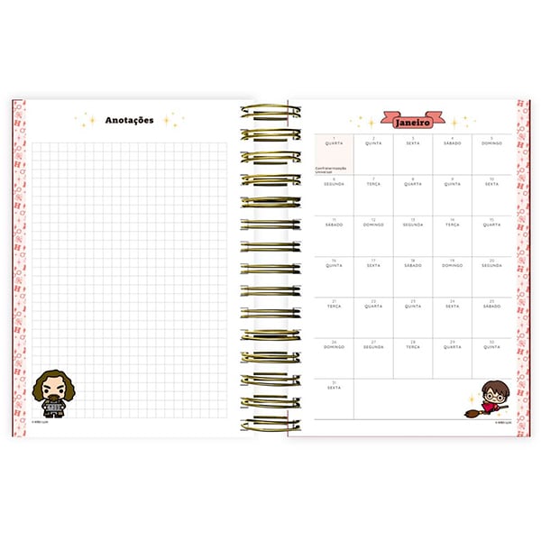 Agenda Diária 2025 Harry Potter Charms, 176 folhas, 2512335, Spiral Hpc - PT 1 UN