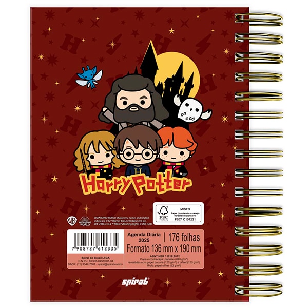 Agenda Diária 2025 Harry Potter Charms, 176 folhas, 2512335, Spiral Hpc - PT 1 UN