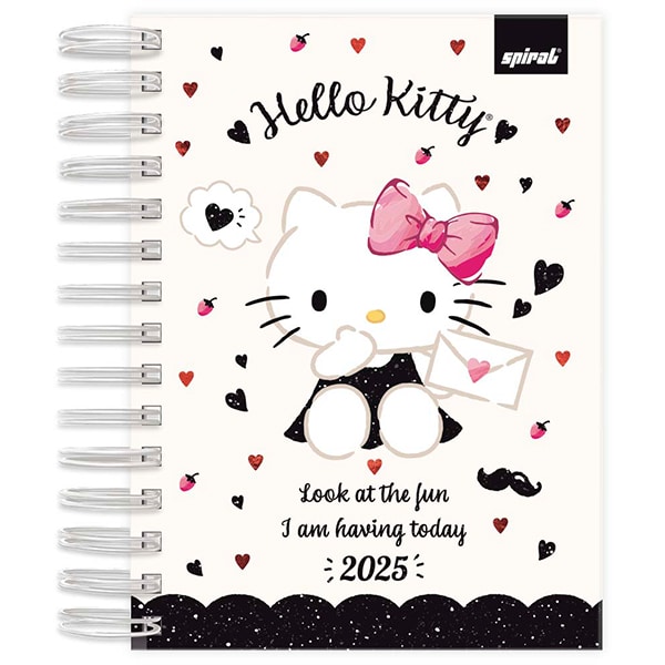 Agenda diária 2025, Hello Kitty, 176 folhas, 2512342, Spiral Hki - PT 1 UN