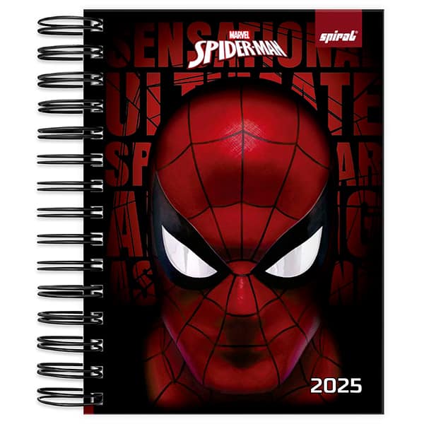 Agenda Diária 2025 Homem Aranha Spiderman Marvel, 176 folhas, 2512366 Spiral Mha - PT 1 UN