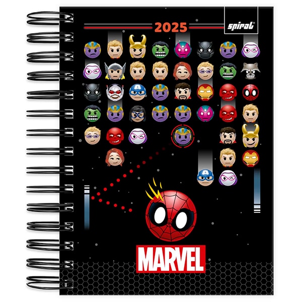 Agenda Diária 2025 Marvel Emoji, 176 folhas, 2512373, Spiral Mve - PT 1 UN