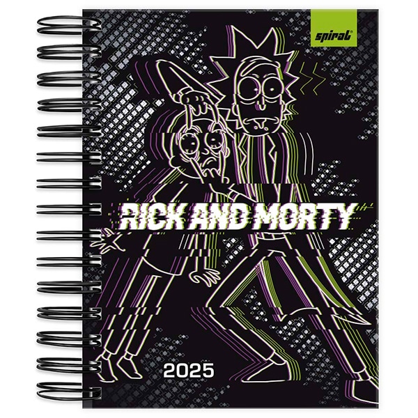 Agenda Diária 2025 Rick e Morty, 176 folhas, 2512823, Spiral Rem - PT 1 UN