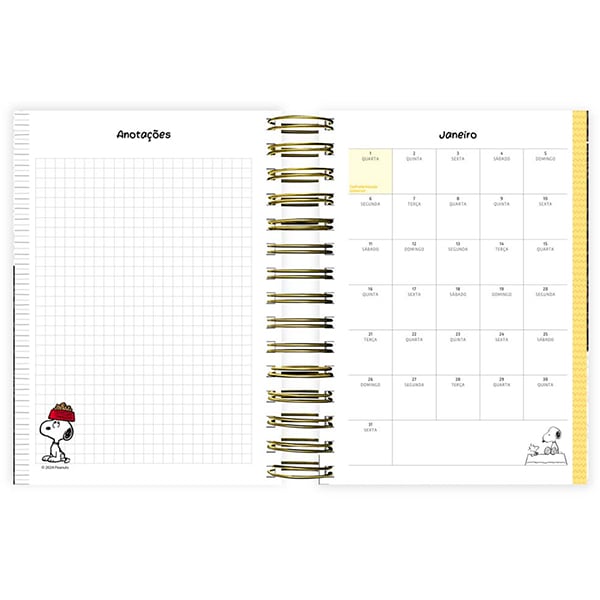 Agenda Diária 2025 Snoopy, 176 folhas, 2512427, Spiral Sno - PT 1 UN