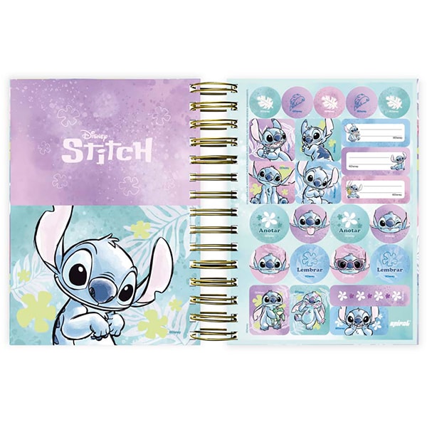 Agenda Diária 2025 Stitch, 176 folhas, 2512434, Spiral Ds PT 1 UN