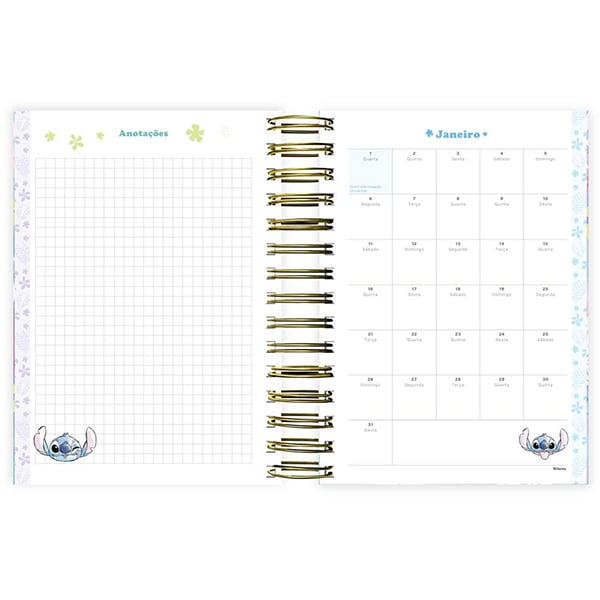 Agenda Diária 2025 Stitch Disney 176 Folhas Spiral - PT 1 UN