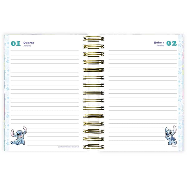 Agenda Diária 2025 Stitch, 176 folhas, 2512434, Spiral Ds PT 1 UN