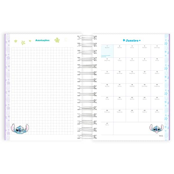 Agenda Diária 2025 Stitch, 176 folhas, 2514667, Spiral Ds - PT 1 UN