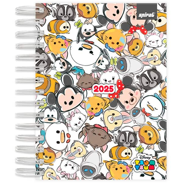 Agenda Diária 2025 Tsum Tsum, 176 folhas, 2512373, Spiral Tsum - PT 1 UN