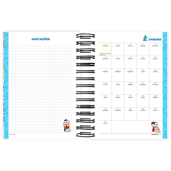 Agenda Diária 2025 Turma da Mônica, 176 folhas, 2514704, Spiral Tdm - PT 1 UN
