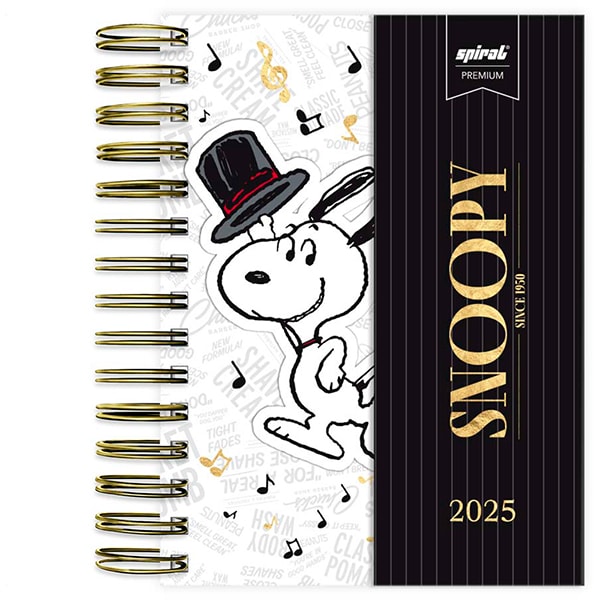 Agenda diária 2025, com aba, Snoopy, 176 folhas, 2514674, Spiral Ds - PT 1 UN