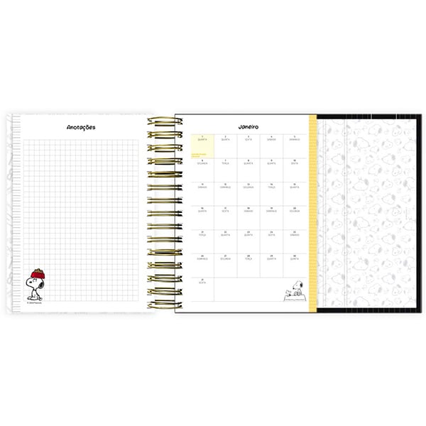 Agenda diária 2025, com aba, Snoopy, 176 folhas, 2514674, Spiral Ds - PT 1 UN