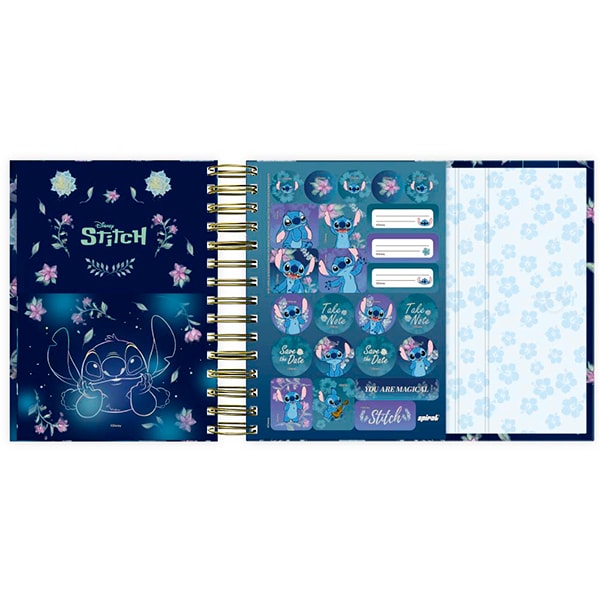 Agenda diária 2025, com aba, Stitch, 176 folhas, 2514674, Spiral Ds - PT 1 UN