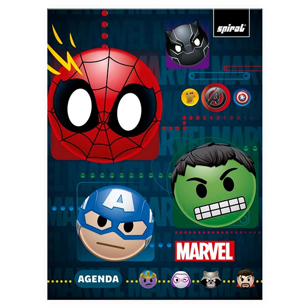 Agenda permanente, Marvel Emoji, 114 folhas, 2514933, Spiral Mve - PT 1 UN