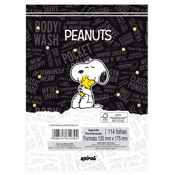 Agenda permanente, Snoopy, 114 folhas, 2512304, Spiral Sno - PT 1 UN