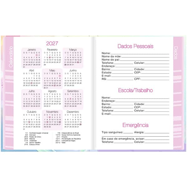 Agenda permanente Sereia 2635167 Spiral Ten PT 1 UN