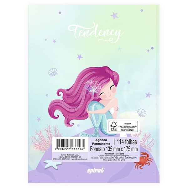 Agenda permanente Sereia 2635167 Spiral Ten PT 1 UN