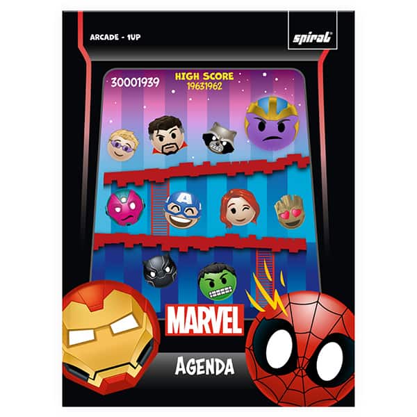 Agenda permanente, Marvel Emoji, 114 folhas, 2635549, Spiral Mve - PT 1 UN