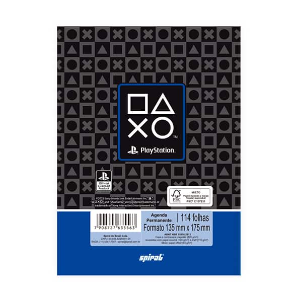 Agenda permanente, Playstation, 114 folhas, 2635563, Spiral Ps - PT 1 UN