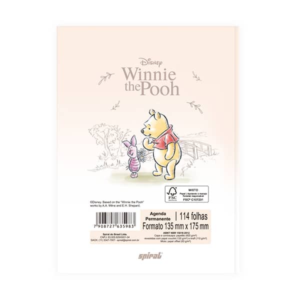 Agenda permanente, Pooh, 114 folhas, 2635570, Spiral Pooh - PT 1 UN
