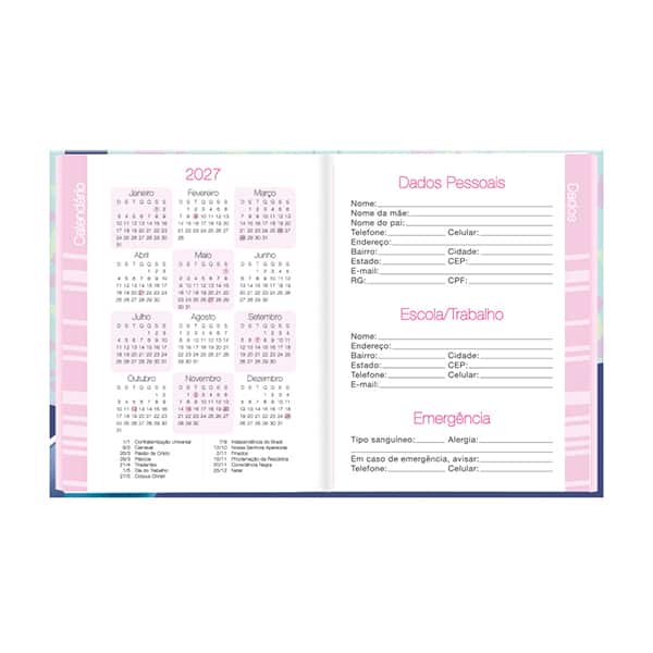 Agenda permanente, Stitch, 114 folhas, 2635587, Spiral Ds - PT 1 UN