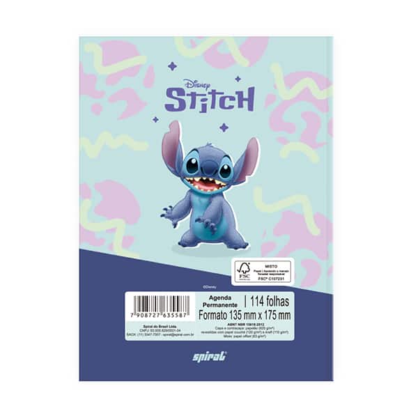 Agenda permanente, Stitch, 114 folhas, 2635587, Spiral Ds - PT 1 UN