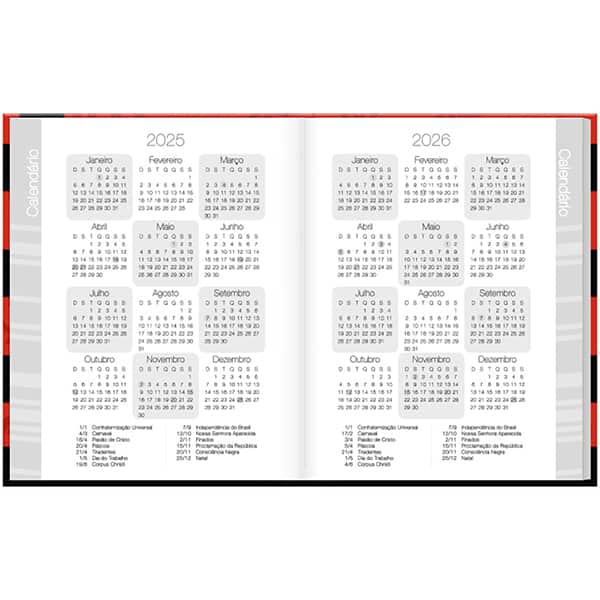 Agenda permanente, Flamengo, 114 folhas, 2637215, Spiral - PT 1 UN