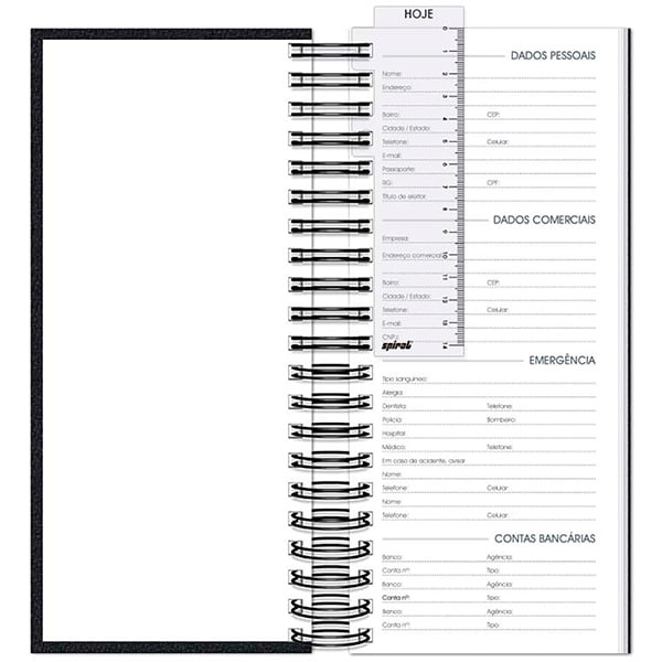 Agenda Comercial 2025, Brief Executive, Preto, 119mm x 275mm, 194 folhas, 2511222, Spiral Brf Ex - PT 1 UN