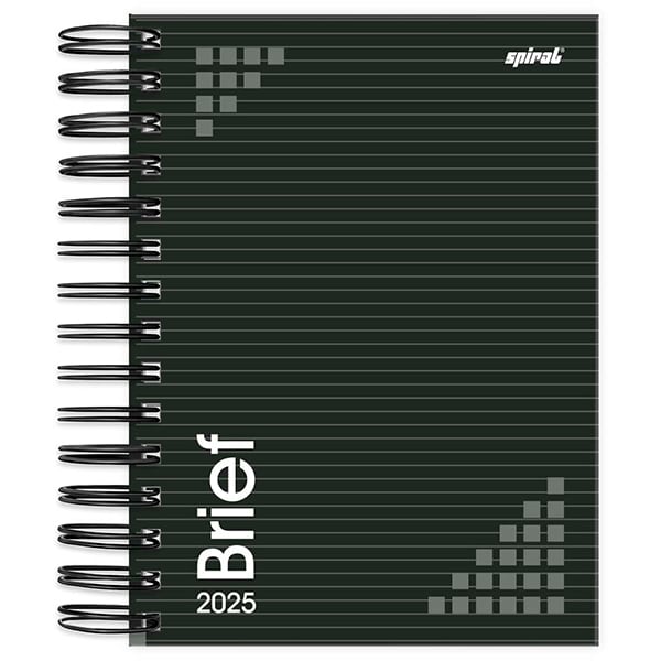 Agenda diária 2025, Brief Preto, 176 folhas, 2511345, Spiral Brf - PT 1 UN