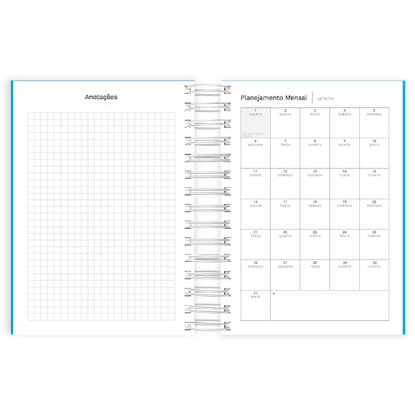 Agenda diária 2025, Lumi Azul, 176 folhas, 2514445, Spiral Lumi - PT 1 UN