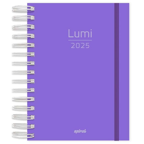 Agenda diária 2025, Lumi Lilás, 176 folhas, 2514469, Spiral Lumi - PT 1 UN