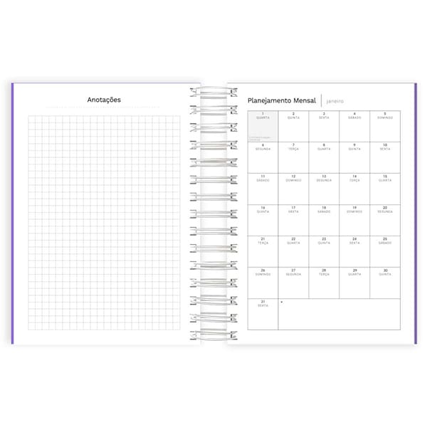 Agenda diária 2025, Lumi Lilás, 176 folhas, 2514469, Spiral Lumi - PT 1 UN