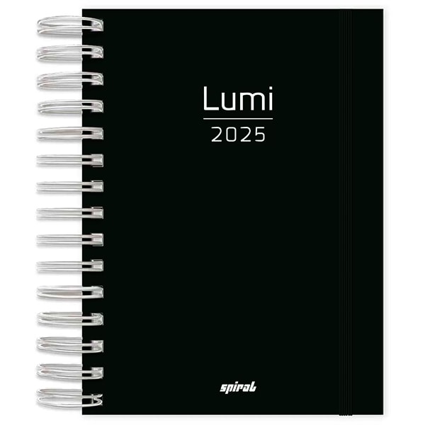 Agenda diária 2025, Lumi Preto, 176 folhas, 2514476, Spiral Lumi - PT 1 UN