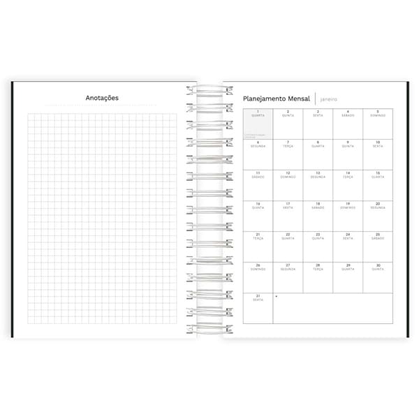 Agenda diária 2025, Lumi Preto, 176 folhas, 2514476, Spiral Lumi - PT 1 UN