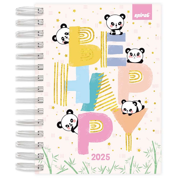 Agenda diária 2025, Panda, 176 folhas, 2511802, Spiral Ten - PT 1 UN