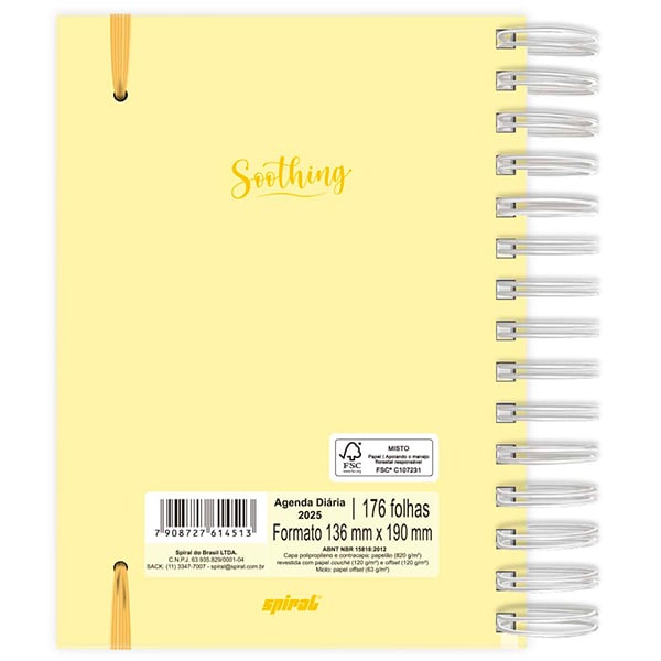 Agenda diária 2025, Soothing Amarelo, 176 folhas, 2514513, Spiral Soot - PT 1 UN