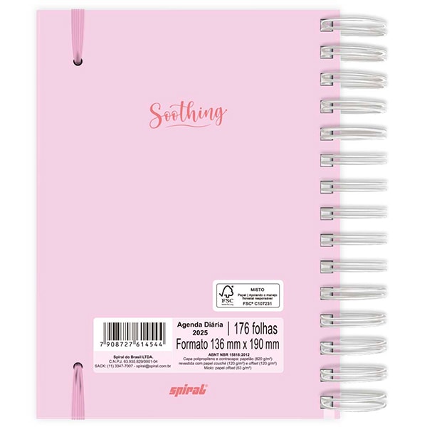 Agenda diária 2025, Soothing Rosa, 176 folhas, 2514544, Spiral Soot - PT 1 UN