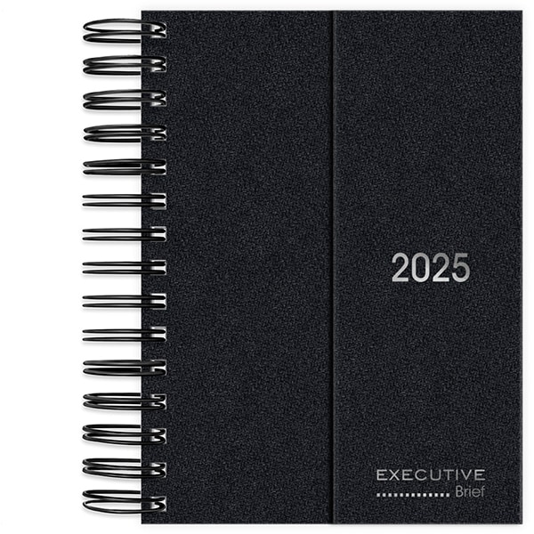 Agenda diária 2025, Dobrável, Brief Executive, Preta, 176 folhas, 2511369, Spiral Brf Ex - PT 1 UN