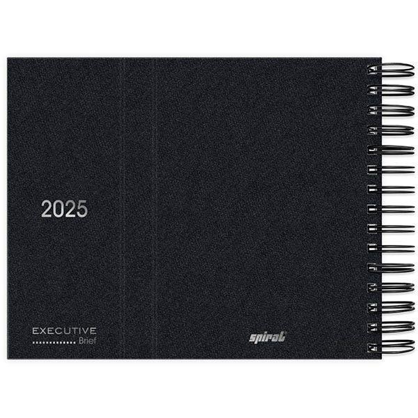 Agenda diária 2025, Dobrável, Brief Executive, Preta, 176 folhas, 2511369, Spiral Brf Ex - PT 1 UN