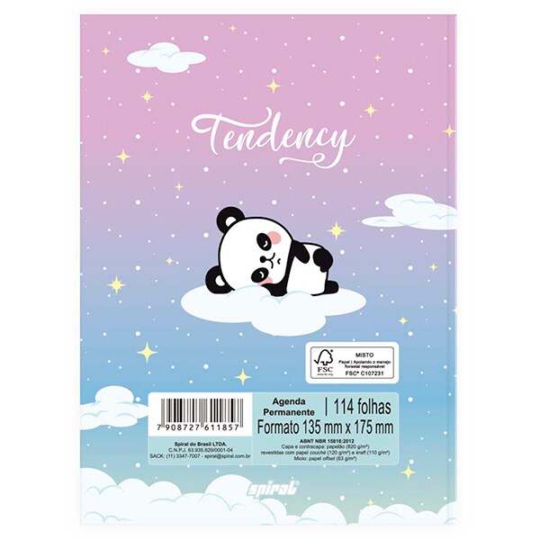 Agenda Permanente Panda, 114 folhas, 2511857, Spiral Ten - PT 1 UN