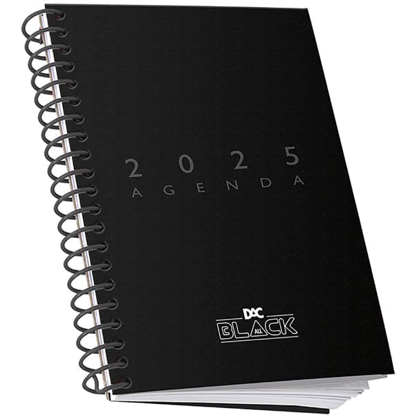 Agenda diária A5, All Black 2025, 4550, DAC - PT 1 UN