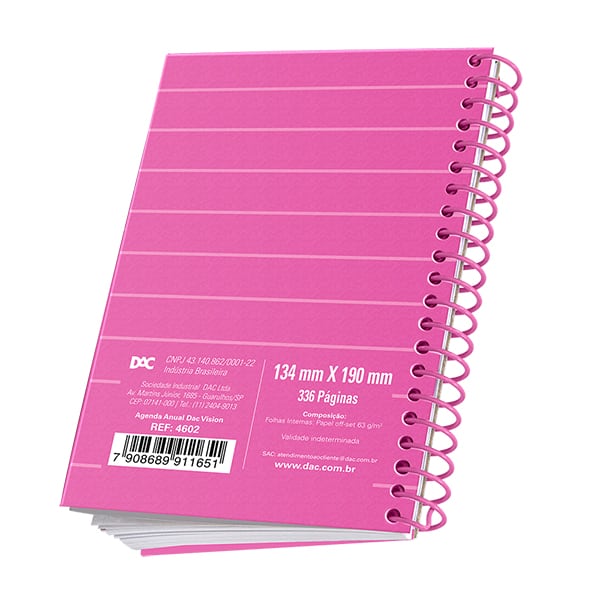 Agenda diária A5, Vision Rosa 2026, 4602, DAC - PT 1 UN