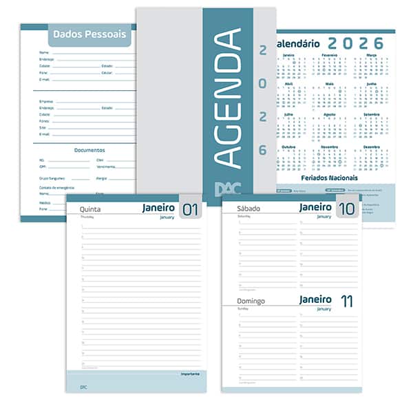 Agenda diária 2026, Azul, A5, 4549, DAC - PT 1 UN