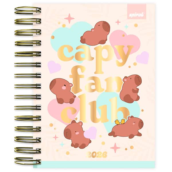 Agenda diária 2026, Capivara, 176 Folhas, 2637208, Spiral Ten - PT 1 UN