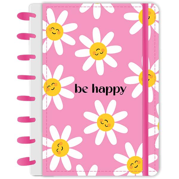 Caderno de disco P, 80 folhas 155 x 215mm, Be Happy, Rosa, 4087, Abyara - PT 1 UN