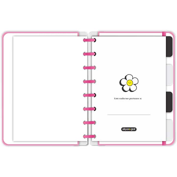 Caderno de disco P, 80 folhas 155 x 215mm, Be Happy, Rosa, 4087, Abyara - PT 1 UN