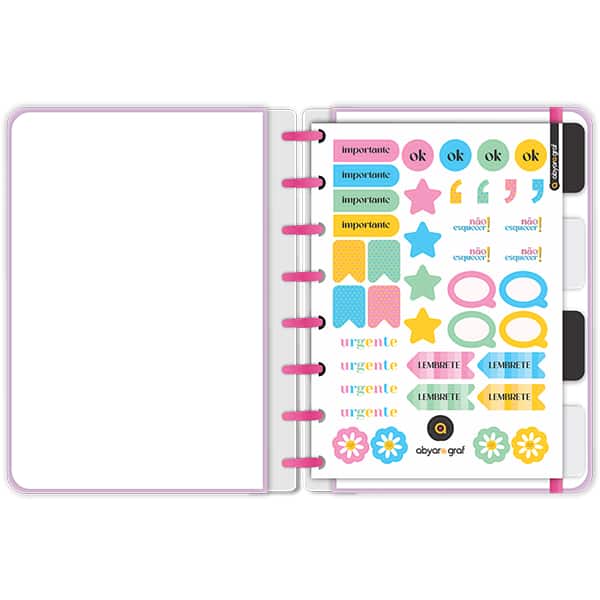 Caderno de disco P, 80 folhas 155 x 215mm, Rainbow lilás, 4100, Abyara - PT 1 UN